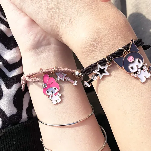 Miniatura 6 de Kuromi And My Melody - Pulsera magnética para parejas, relación de atracción mutua a juego, pulsera de cuerda para él y ella, regalo para mejor amiga