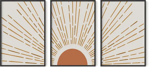 Miniatura 148 de HAUS AND HUES Arte de pared bohemia moderna de mediados de siglo - Arte boho, neutro, decoración de pared con sol (Marco negro, 12x16)
