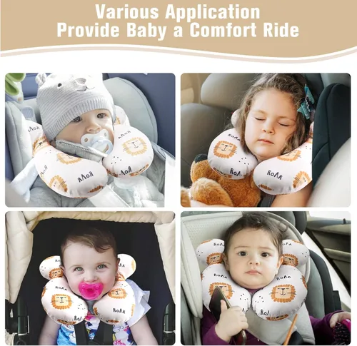 Miniatura 5 de vocheer Almohada de viaje para bebé (mejorada), almohada de apoyo para cabeza y cuello para cochecito, asiento de automóvil, cochecito, gorila, León