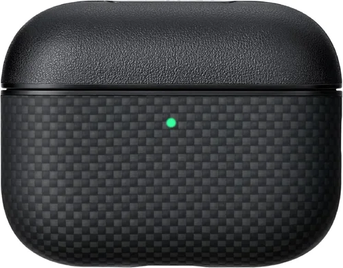 PITAKA Funda para AirPods Pro 3, funda protectora delgada para AirPods Pro 3, compatible con MagSafe, cuero y fibra tejida de aramida, negro/gris