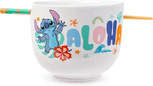 Miniatura 31 de Silver Buffalo Disney Lady and the Tramp Eating Noodles Chinese Love - Cuenco de ramen de cerámica con palillos, apto para microondas, 20 onzas
