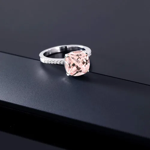 Miniatura 72 de Gem Stone King Anillo de compromiso de plata de ley 925 con piedra preciosa de corte cojín de 0.39 pulgadas Anillo de compromiso de aniversario