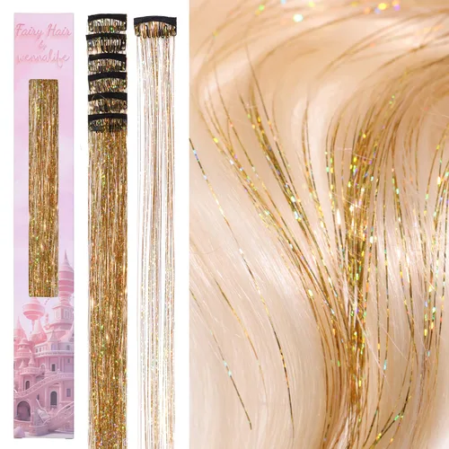 Miniatura 51 de Wennalife 12 piezas de extensiones de cabello azul con clip, extensiones de cabello con clip de colores para niños, pinzas de cabello arcoíris