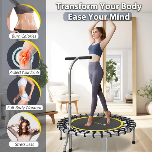 Miniatura 6 de SkyBound Mini Rebounder Trampoline for Adults Foldable Fitness Rebounder with Adjustable T-Bar Handle - 40" Exercise Trampoline for Kids & Adults