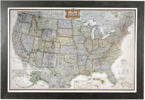 Miniatura 32 de Push Pin Travel Maps - Executive US - Mapa de pines enmarcado con marco negro para rastrear tus viajes - 27.5 x 39.5 pulgadas - 8 opciones de marco