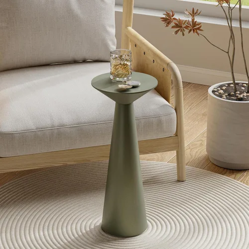 Miniatura 9 de COZAYH Farmhouse Mesa Auxiliar Alta con Pedestal Mesa Pequeña de Madera Maciza para Martini Soporte para Plantas Mesa Redonda Moderna para Bebidas