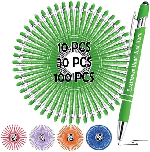 Miniatura 12 de Bolígrafos personalizados, bolígrafo grabado personalizado con punta de lápiz capacitivo, bolígrafo de tinta retráctil personalizado para escritura