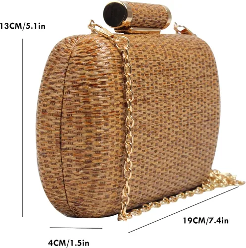 Miniatura 2 de Straw Clutch Purse for Women Wedding Hand-Woved Evening Straw Handbag Party Wedding Summer Beach Bag