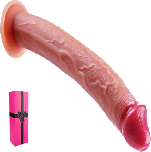 Miniatura 11 de Consolador anal largo realista de silicona líquida de 9 pulgadas con ventosa, consoladores flexibles y grandes de piel real, para el pene gay