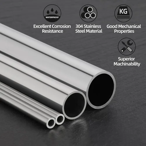 Miniatura 6 de 4 tubos rectos de acero inoxidable de 11.811 in, tubo sin costuras de acero inoxidable OD 304 de 1/2 pulgada, tubo de escape de acero inoxidable