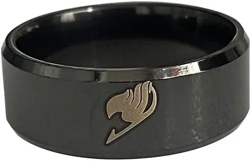Miniatura 2 de Anillo para hombres y mujeres, anillos de cola de anime de hadas, 0.315 in de ancho, tamaño 6-12, cola grabada, anillo negro, regalo de fiesta
