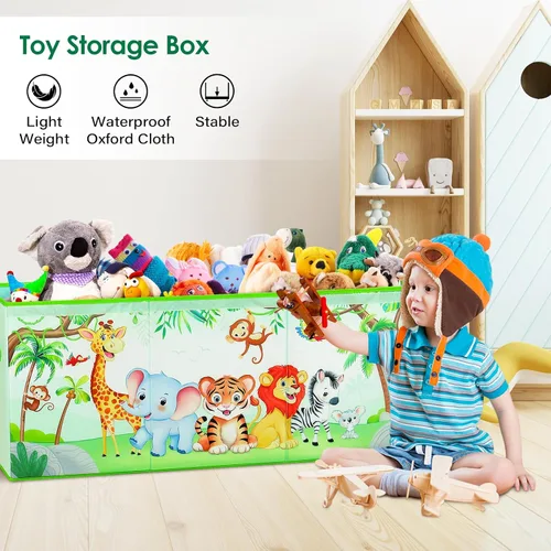 Miniatura 5 de Cofre de Juguetes Grande Organizador con Tapa Abatible para Niños, Caja de Almacenamiento de Juguetes Oxford Plegable con Asas para Niños y Niñas