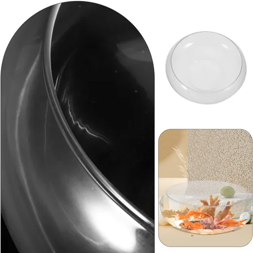 Miniatura 7 de Happyyami Jarrón de vidrio para peces de cristal, cuenco transparente de boca ancha, jarrón redondo, terrario, planta de aire, maceta hidropónica
