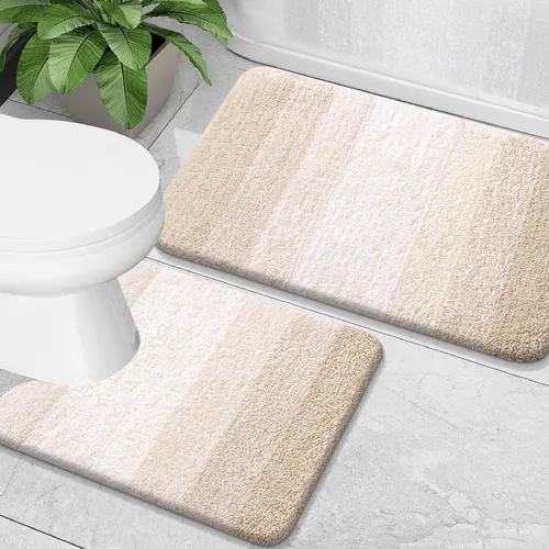Miniatura 75 de OLANLY Juego de 2 alfombras de baño de microfibra suave y absorbente, antideslizantes, se pueden lavar y secar a máquina, alfombras de baño peludas