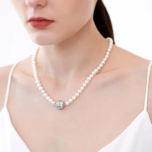 Miniatura 4 de Freshwater Cultured Pearl Necklaces for Women AAA 16"-18" Wedding Jewelry for Bride Mother Birthday Day Gift for Wife Mom Teen