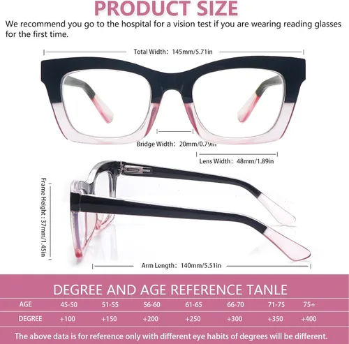 Miniatura 6 de SIGVAN - Paquete de 6 gafas de lectura estilo Oprah con bloqueo de luz azul, montura cuadrada, bisagra de resorte para computadora para mujeres y 3