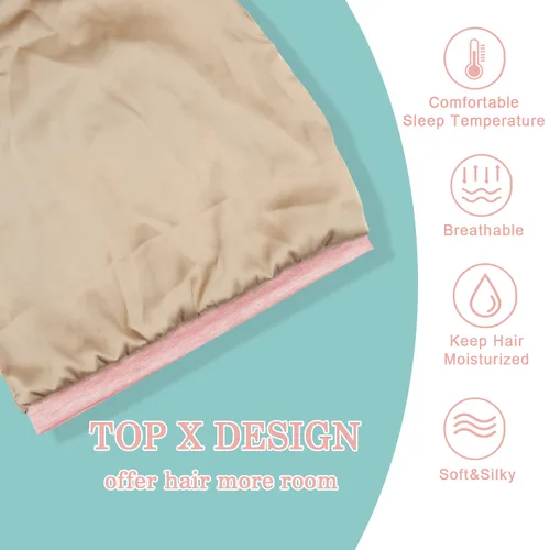 Miniatura 3 de Gorro de Satén de Seda Envolvente para el Cabello para Dormir, 2 Piezas Gorros de Seda Ajustables para Mujeres y Hombres, Gorras de Noche Rosa