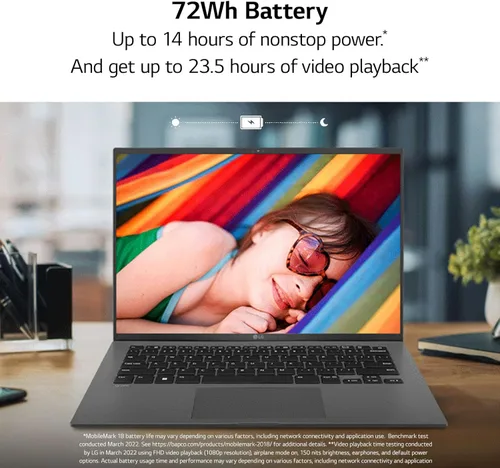 Miniatura 5 de LG gram (2022) 14Z90Q - Laptop ultraligera, pantalla IPS de 14 pulgadas (1920 x 1200), procesador Intel Evo 12ª generación i7 1260P, 32 GB LPDDR5