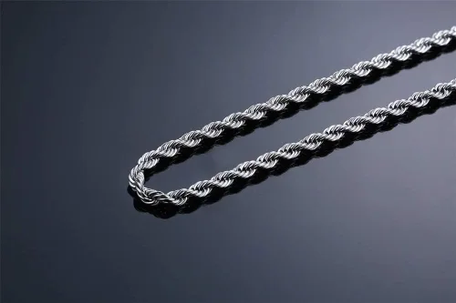 Miniatura 3 de VNOX Collar de cadena de cuerda francesa de acero inoxidable para hombres y mujeres, 16182022242826282830323436 pulgadas