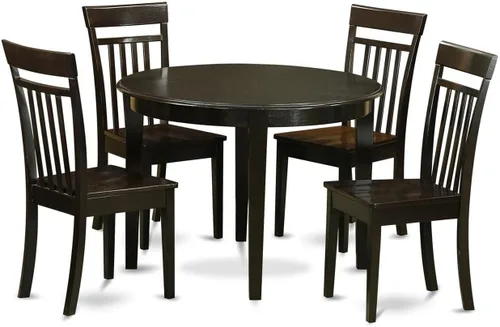 Miniatura 6 de East West Furniture BOCA3-CAP-C Boston - Juego de habitación de 3 piezas que contiene una mesa redonda de madera y 2 sillas de comedor de tela