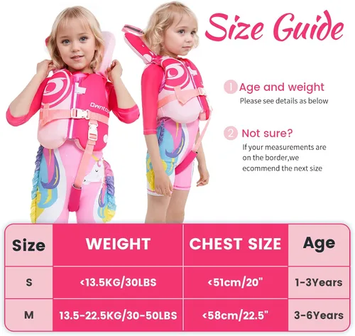 Miniatura 3 de Owntop Chaleco de natación para niños pequeños, chaqueta flotante, ayuda de natación para niños de 20-30-40-50 libras con correas de seguridad Rojo