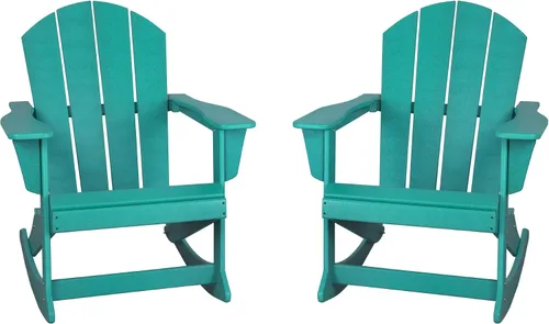 Miniatura 86 de WestinTrends Silla mecedora Malibu de poliéster para exterior/patio Adirondack, Negra