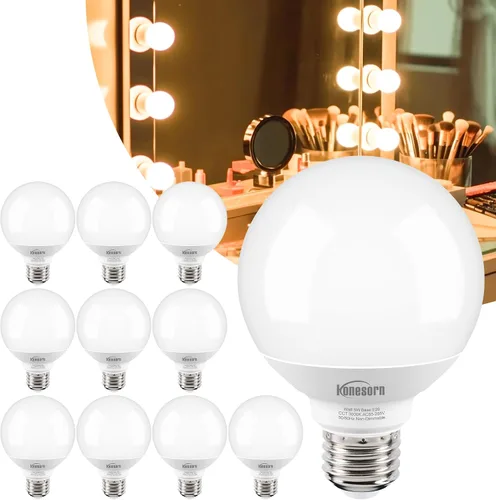 Miniatura 15 de Honesorn Bombilla de tocador equivalente a 60 W, base E26 blanca cálida de 2700 K, luz redonda para baño, bombillas LED G25 para espejo de tocador