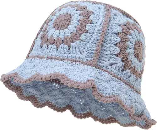 Miniatura 16 de XYIYI Sombrero de Cubo de Ganchillo Tejido para Mujer Hecho a Mano Plegable Sombrero de Playa Lindo Sombrero de Pesca Tejido a Mano