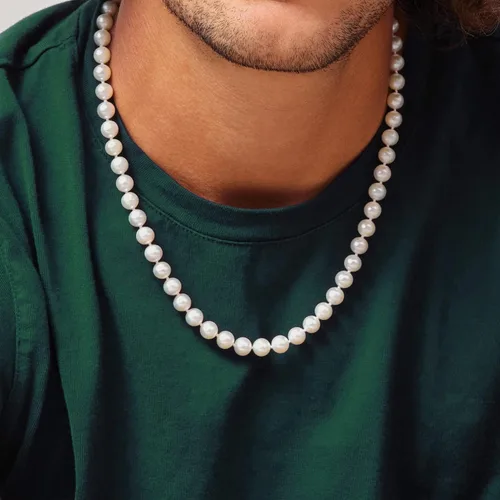 Miniatura 5 de HUWODY Pearl Necklace Round White Simulated Shell Pearl Necklace Strand 16"-24