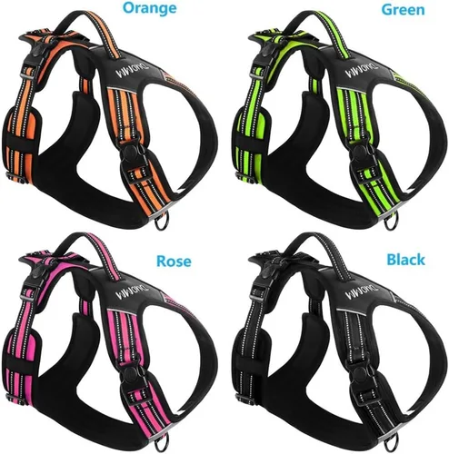 Miniatura 8 de Arnés para perro sin tirones con asa, chaleco táctico reflectante ajustable para perros medianos y grandes, chaleco acolchado de ajuste cómodo