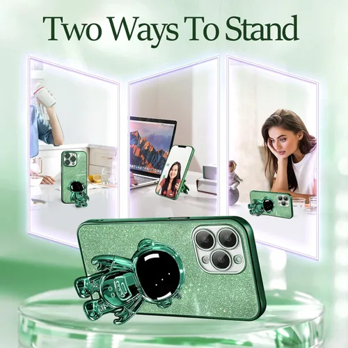 Miniatura 103 de Buleens Funda para iPhone 11 Pro Max Astronauta, Fundas Transparentes para iPhone 11 ProMax con Papel con Purpurina y Soporte de Astronauta, Mujeres