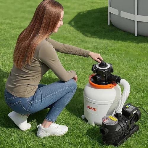 Miniatura 8 de VEVOR Bomba de filtro de arena de 12 pulgadas para piscinas sobre el suelo de hasta 15000 galones, sistema de filtración de piscina de 0.33 HP 3000