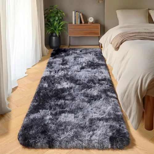 Miniatura 100 de ONASAR - Alfombra de pasillo negra de 2 x 6 pies, esponjosa, lavable, ultrasuave, afelpada, peluda, tapete para bebés, dormitorio de niños, armario