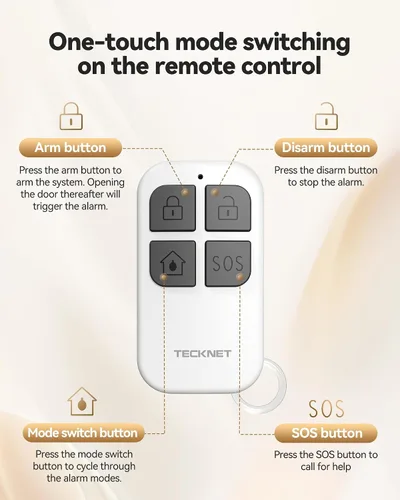 Miniatura 4 de TECKNET Alarma de puerta inalámbrica con control remoto, sensor de puerta de 130 dB con flash LED, 4 modos de alerta y 5 volúmenes ajustables