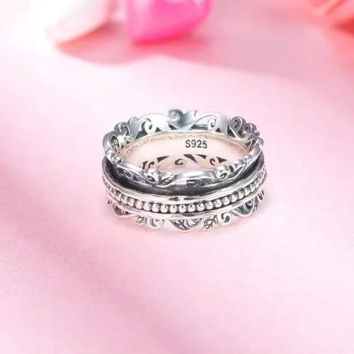 Miniatura 2 de Spinner Ring 925 Sterling Silver Fidget Rings for Anxiety Stress Relieving ADHD Autism Rings Women Men