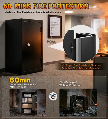 Miniatura 2 de Caja fuerte ignífuga de 23.69 pulgadas de alto para el hogar, resistencia al fuego de 1700 °F durante 60 minutos, caja de seguridad a prueba