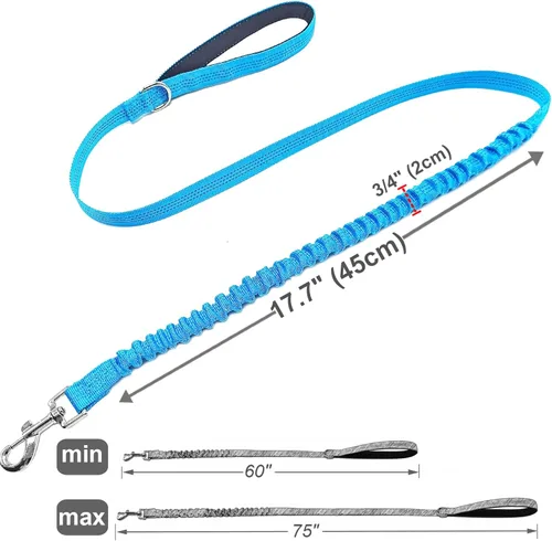 Miniatura 4 de Correa elástica para perro, correa de nailon reflectante y absorbente de golpes de 5 pies, entrenamiento antitirones para perros pequeños/medianos