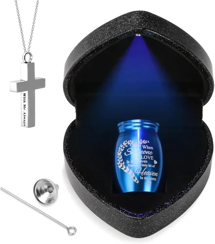 Mini urnas para cenizas humanas recuerdo con caja de corazón, collar de urna y embudo, hermosos regalos conmemorativos pequeñas urnas de cremación