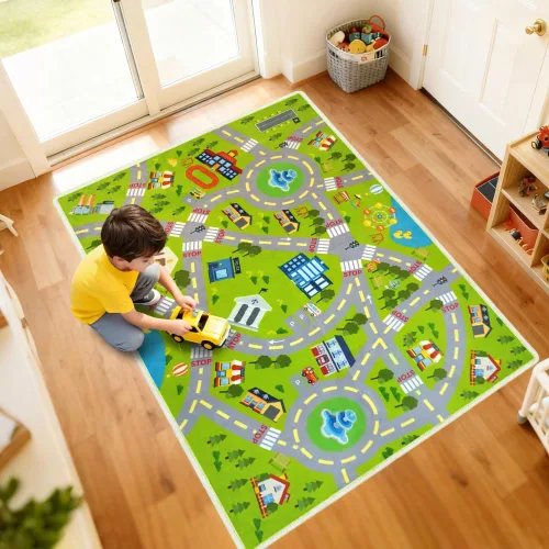 Miniatura 13 de Alfombra de juego para niños, alfombra educativa de 31 x 48 pulgadas, alfombra antideslizante de la vida urbana, alfombra de aprendizaje para niños