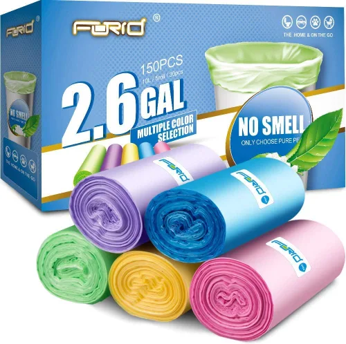 Miniatura 2 de FORID Bolsas de basura pequeñas – 2.6 galones, 8 galones – 300 unidades en 10 rollos, 5 colores – Bolsas de basura duraderas para oficina, hogar