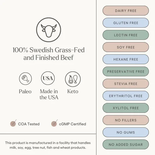 Miniatura 3 de Be Well by Kelly - Polvo sueco de proteína de ternera alimentada con pasto - Paleo y Keto Friendly, sin lácteos y sin gluten - Polvo bajo