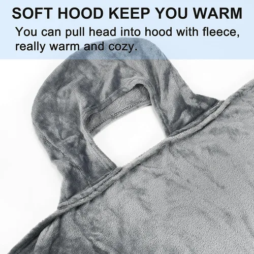 Miniatura 3 de Tirrinia Manta de Forro Polar Vestible con Capucha y Mangas para Adultos Mujeres y Hombres, Súper Suave Cómoda de Felpa Funcional Manta de TV Throw