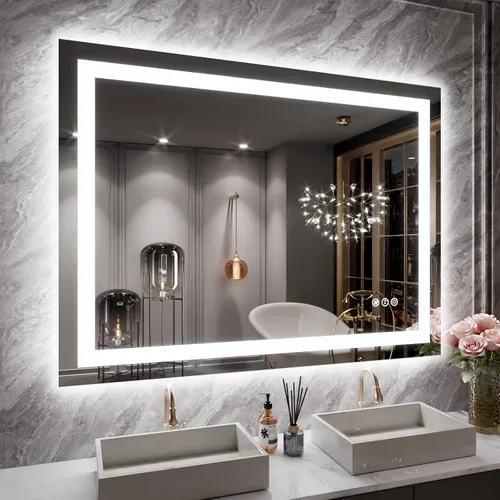 Miniatura 36 de LOAAO Espejo de Baño LED de 40"X32" con Luces, Antivaho, Regulable, Retroiluminación RGB + Iluminación Frontal, Espejo de Tocador de Baño