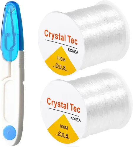 Miniatura 7 de Cuerda elástica de 0.8mm para pulseras, QBJAYTY cuerda elástica transparente para pulseras, cuerda de cuentas de arcilla, cuerda elástica de 100m