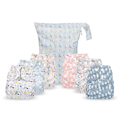 Miniatura 13 de Simple Being Pañales de tela reutilizables, doble refuerzo, talla única, lavables, suaves, absorbentes, impermeables, ecológicas, unisex, para bebé