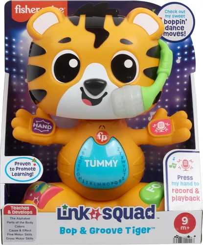 Miniatura 6 de Fisher-Price Juguete de aprendizaje para bebés Link Squad Bop & Groove Tiger con música y luces para mayores de 9 meses, compatible solo