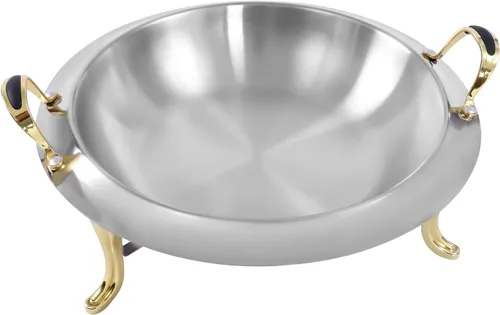 Miniatura 4 de Plato redondo para rozar, bandeja calentadora de bufé de acero inoxidable de 3.17 cuartos de galón con tapa y soporte de combustible para cocina