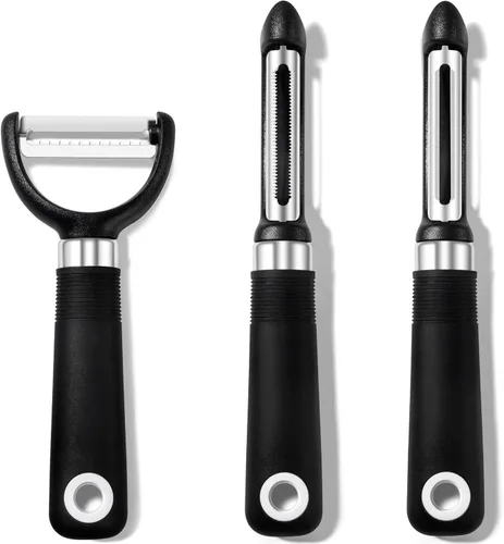 Rainspire Juego de Pelador de 3 Piezas, Pelador Giratório Premium de Verduras, Accesorios de Cocina para Pelar Manzanas, Patatas, Verduras y Frutas,