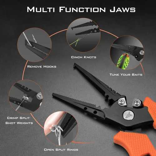 Miniatura 3 de KastKing Cutthroat - Juego de tijeras y alicates para trenza de 7.5 pulgadas - Equipo de pesca resistente al agua salada, cortador de línea