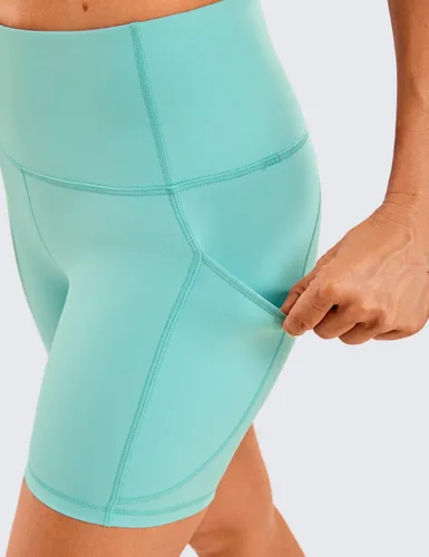 Miniatura 4 de CRZ YOGA Women's Brushed Naked Feeling Biker Shorts with Side Pockets 6'' - High Waist Matte Workout Yoga Gym Spandex